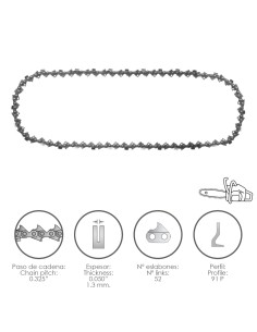 Cadena Motosierra 0.325" / 0.050" 1,3 mm. / 66 Eslabones / 91 P