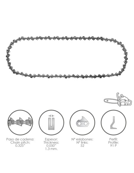 Cadena Motosierra 0.325" / 0.050" 1,3 mm. / 66 Eslabones / 91 P