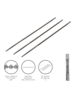 Limas Cadena Motosierra 200 x Ø 4.0 mm. 3/8" LP (Pack 3 Piezas)