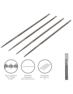 Limas Cadena Motosierra 200 x Ø 4.8 mm. 0.325" (Pack 4 Piezas)