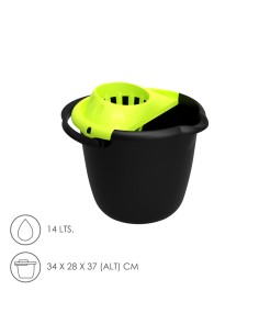 Cubo Fregona Con Escurridor Redondo 14 Litros