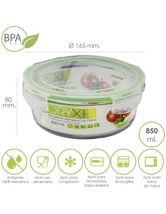 Recipiente Hermetico Cristal Redondo 850 ml. Ø 165 x 8 (alt) cm.