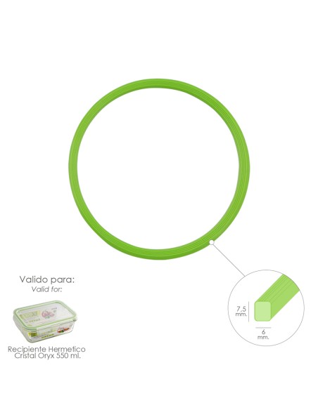 Anillo Silicona Para Recipiente Hermetico Cristal Rectangular 550 ml.