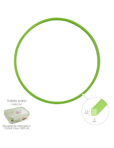 Anillo Silicona Para Recipiente Hermetico Cristal Rectangular 1850 ml.