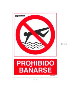 Cartel Prohibido Bañarse 30x21 cm.