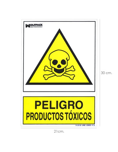 Cartel Peligro Productos Toxicos 30x21cm.