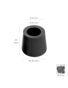 Taco Goma Andador Negro Ø 22mm Con Arandela Interior Bolsa 50 Unidades