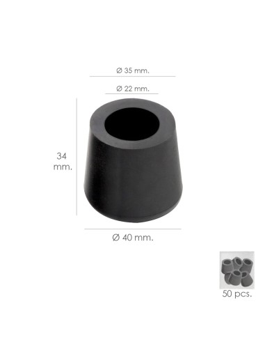 Taco Goma Andador Negro Ø 22mm Con Arandela Interior Bolsa 50 Unidades