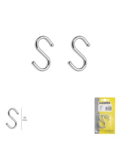 Gancho "S" 50 mm Cromado (Blister 2 piezas) Uso Domestico
