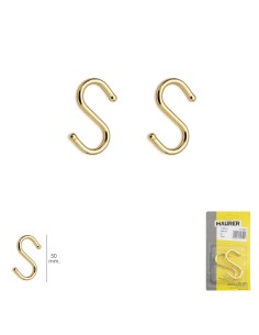 Gancho "S" 50 mm Dorado (Blister 2 piezas) Uso Domestico