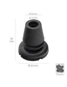 Taco Goma Baston Negro Tubo Ø 19 mm. / Base Ø 55 mm. Tipo Fuelle Bolsa 25 Unidades