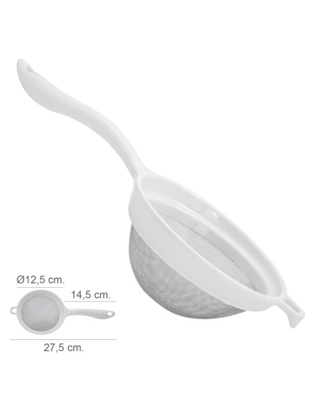 Colador Acero Inoxidable Ø 12,5 cm. Con Mango Plastico