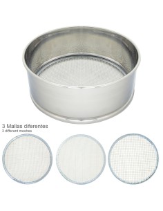 Harinero Tamizador Acero Inoxidable Ø 20 cm. Con 3 Mallas Intercambiables