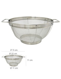 Escurridor Malla Acero Inoxidable Con Asas Ø 22 cm.