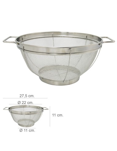 Escurridor Malla Acero Inoxidable Con Asas Ø 22 cm.