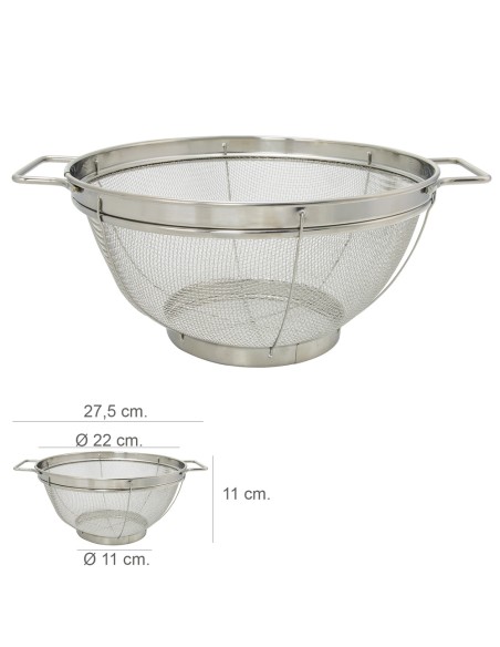 Escurridor Malla Acero Inoxidable Con Asas Ø 22 cm.