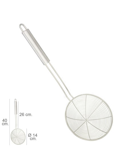 Espumadera Alambre Acero inoxidable Ø 14 cm. Mango Redondo 26 cm.