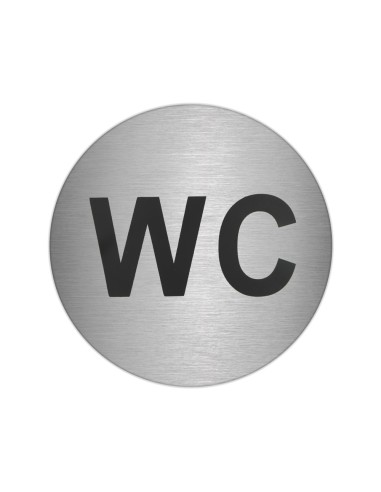 Placa Adhesiva "WC" Acero Inoxidable Ø 7 cm.