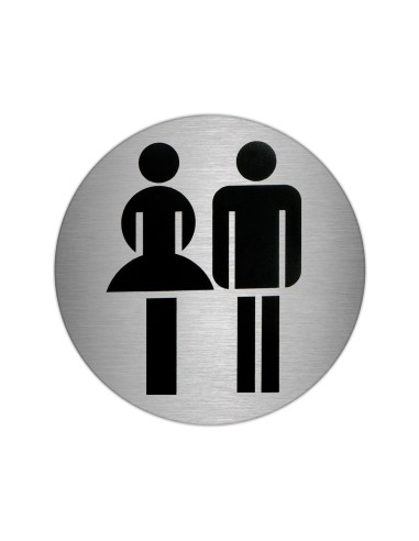 Placa Adhesiva Baño "Mujer / Hombre" Acero Inoxidable Ø 7 cm.
