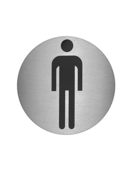 Placa Adhesiva Baño "Hombre" Acero Inoxidable Ø 7 cm.