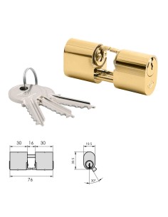 Cilindro CVL 5979 / 30x30 / Laton Pulido Ovalado Levas y Vastagos Cilindro doble