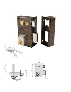 Cerradura Cvl 756A / 60 / Hierro Esmaltado Izquierda Cilindro 70 mm.