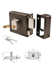 Cerradura CVL 7125AR / 100 / Hierro Esmaltado Derecha Cilindro Perfil