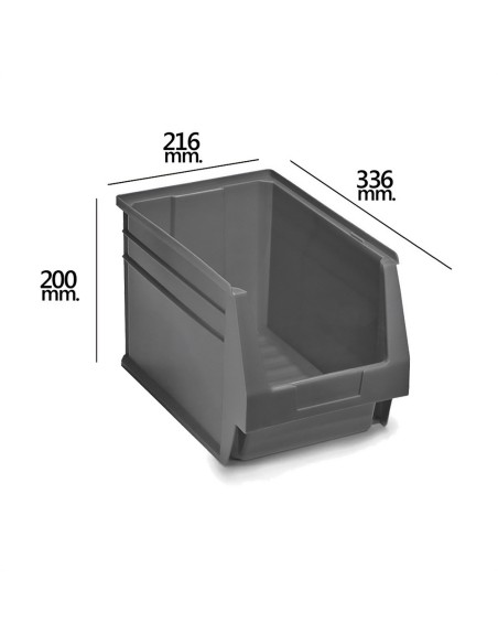 Gaveta Apilable Almacenamiento Gris Nº55 336x216x200 mm. (3/6)