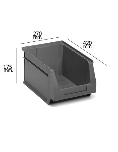 Gaveta Apilable Almacenamiento Gris Nº56 420x270x175 mm. (4/6)