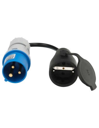 Adaptador de clavija CEE a Schuko, 2 polos + Tierra. Max. 16A. 230V