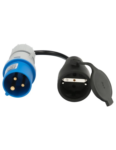Adaptador de clavija CEE a Schuko, 2 polos + Tierra. Max. 16A. 230V