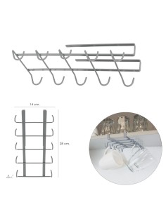 Colgador Tazas, Soporte Cocina Bajo Mueble, Acero Cuelgatazas para 10 tazas