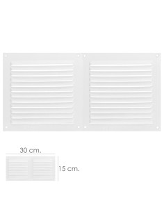 Rejilla Ventilacion Atornillable Doble 30x15 cm. Color Blanca