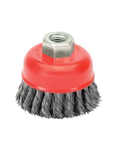 Cepillo Taza Con Alambre De Acero Trenzado Rosca M14, Ø 100 mm. Alambre de Ø 0,50 mm.