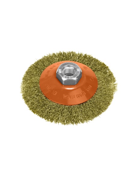 Cepillo Oblicuo Con Alambre De Acero Latonado Rosca M14, Ø 100 mm. Alambre de Ø 0,30 mm.
