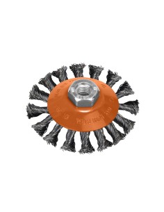 Cepillo Oblicuo Con Alambre De Acero Trenazdo Rosca M14, Ø 100 mm. Alambre de Ø 0,30 mm.