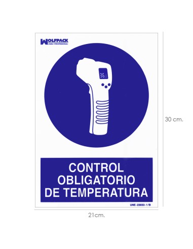 Cartel De Control Obligatorio De La Temperatura 30x21 cm.