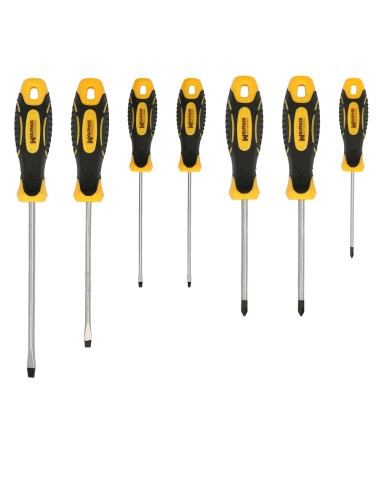 Juego Destornilladores Acero Cromo Vanadio 7 Piezas Con Mango Bimaterial