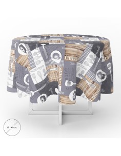 Mantel Hule Redondo Cuisin Impermeable Antimanchas PVC Ø 140 cm. Uso Interior y Exterior