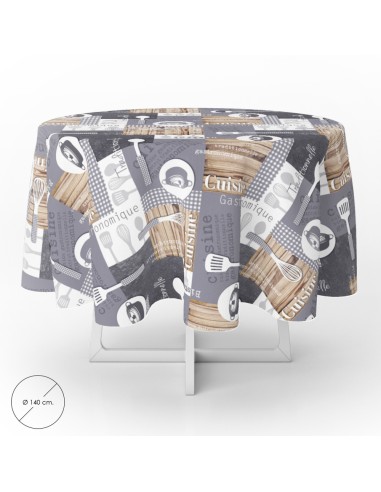 Mantel Hule Redondo Cuisin Impermeable Antimanchas PVC Ø 140 cm. Uso Interior y Exterior