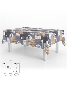 Mantel Hule Rectangular Cuisin Impermeable Antimanchas PVC 140 x 250 cm. Recortable Uso Interior y Exterior