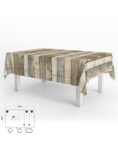 Mantel Hule Rectangular Tablones Madera Impermeable Antimanchas PVC 140 x 250 cm. Recortable Uso Interior y Exterior
