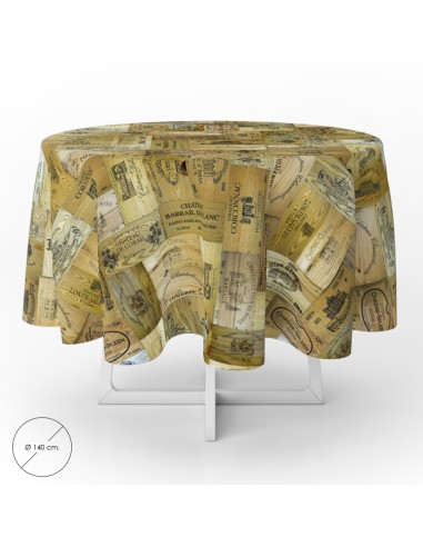 Mantel Hule Redondo Tablones Vino Impermeable Antimanchas PVC Ø 140 cm. Uso Interior y Exterior