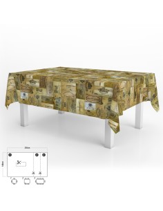 Mantel Hule Rectangular Tablones Vino Impermeable Antimanchas PVC 140x250 cm. Recortable Uso Interior y Exterior