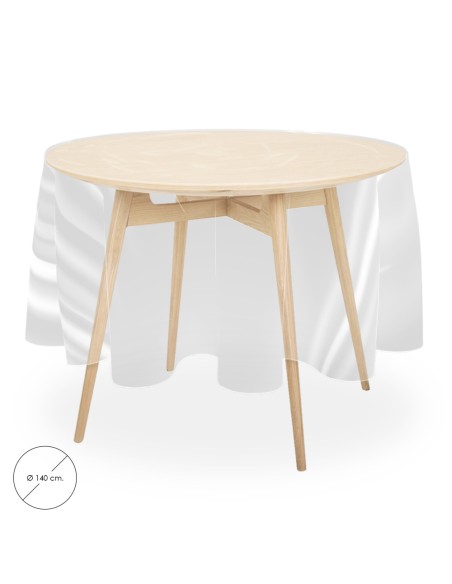 Mantel Hule Redondo Transparente Impermeable Antimanchas PVC Ø 140 cm. Uso Interior y Exterior