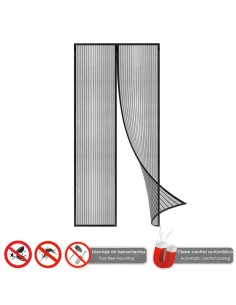 Cortina Mosquitera Para Puertas Con Cierre Central Magnetico Automatico 120 x 240 (Alt.) cm. Color Negro.