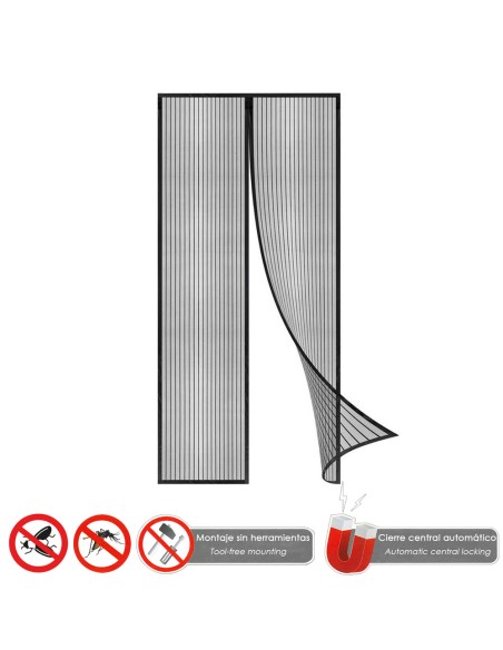 Cortina Mosquitera Para Puertas Con Cierre Central Magnetico Automatico 120 x 240 (Alt.) cm. Color Negro.