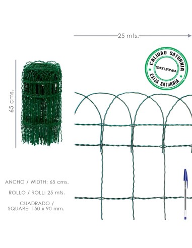 Malla Electrosoldada Plastificada Residence Altura 65 cm. Rollo 25 Metros