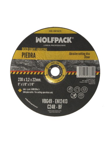 Disco Corte Abrasivo Piedra Ø 230 x Ø 22 mm. Espesor 3,2 mm. Disco Radial / Amoladora Universal Con Todas Las Amoladoras.