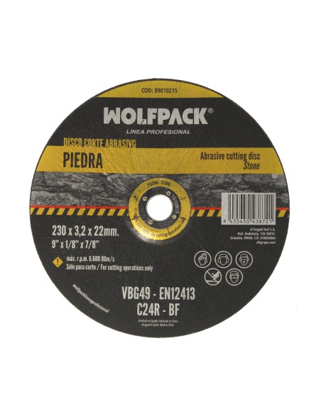 Disco Corte Abrasivo Piedra Ø 230 x Ø 22 mm. Espesor 3,2 mm. Disco Radial / Amoladora Universal Con Todas Las Amoladoras.